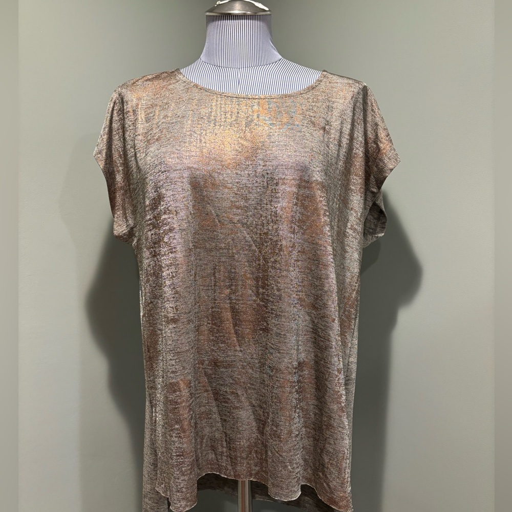 NWOT Dantelle Ladies Shimmering Brown/Gold Blouse.  Size Large